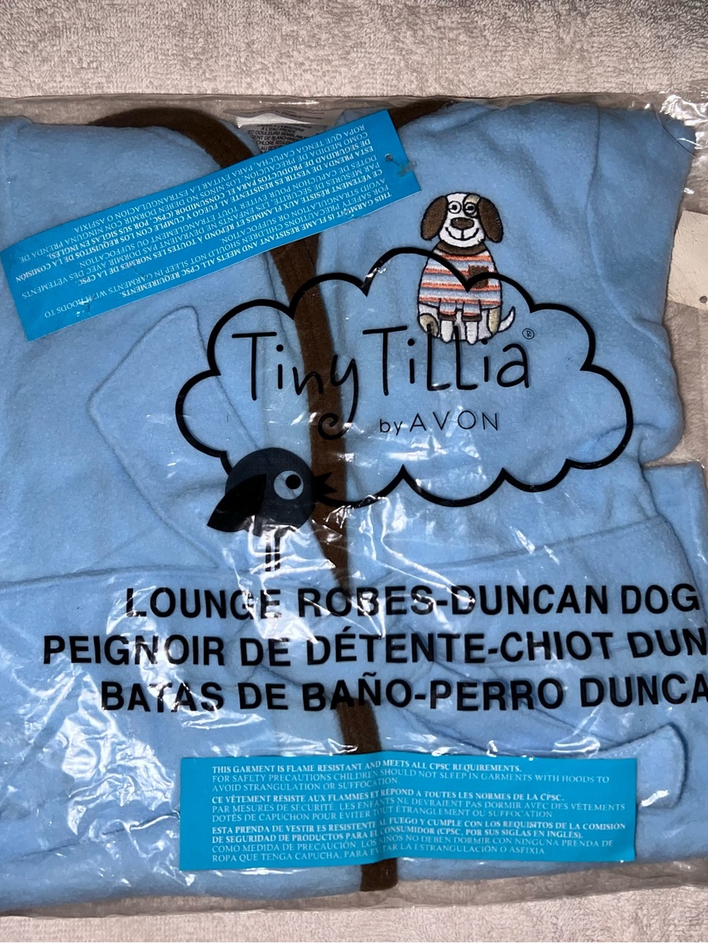Avon Tiny Tillia Light Blue Kids Duncan Dog Lounge Robe